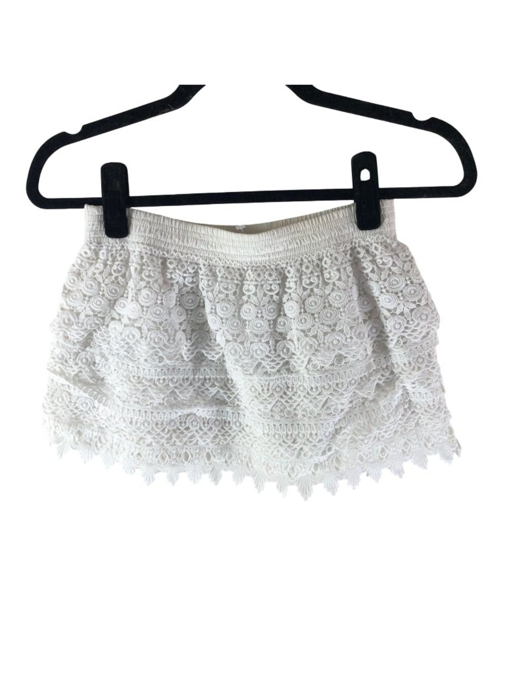 OndadeMar Womens White Lace Mini Skirt Size Small 100% Cotton Swim Cover
